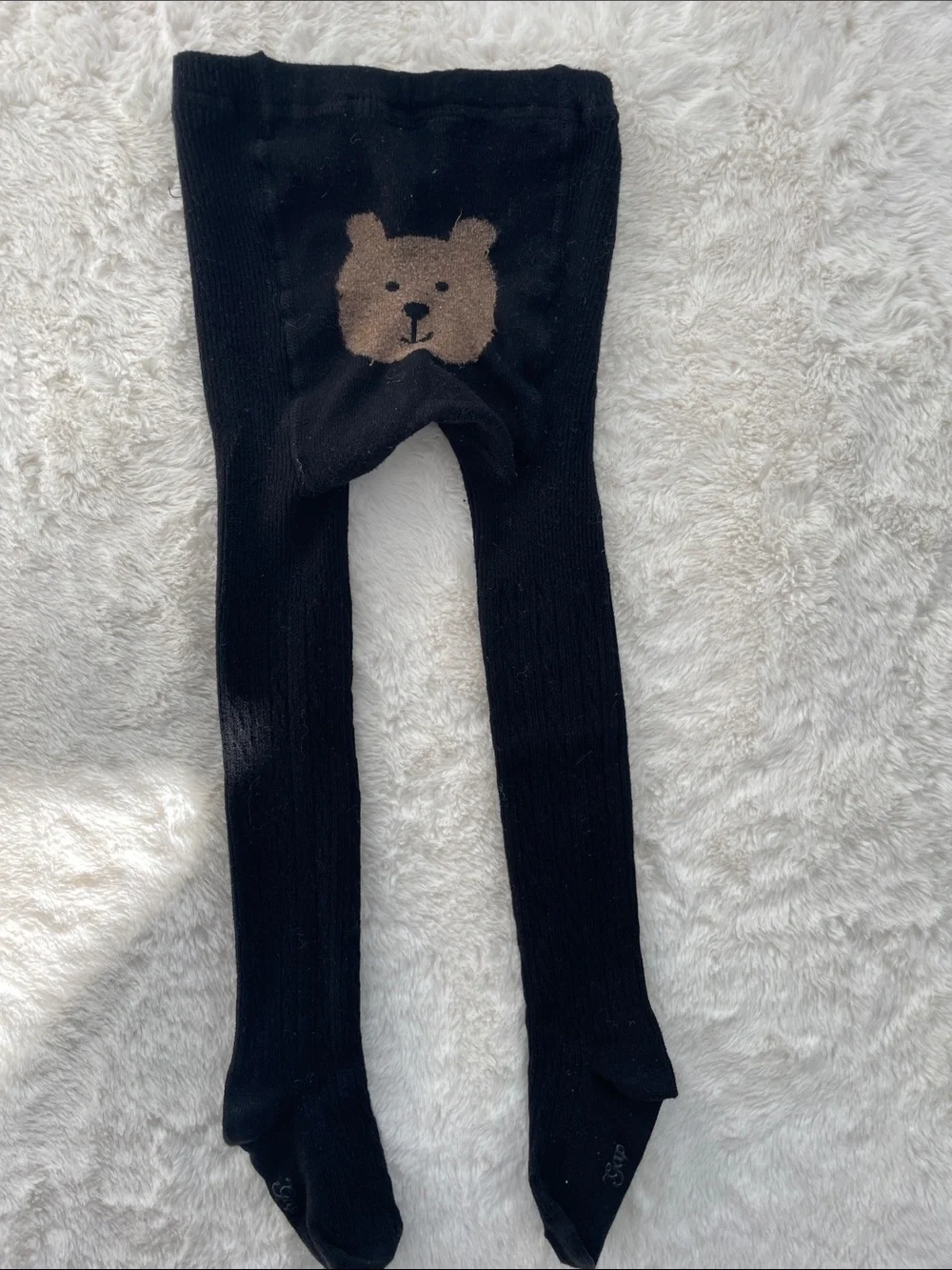 SALE! Baby Gap Kids Black Tights with Brown Bear Detail Size 4/5 Y